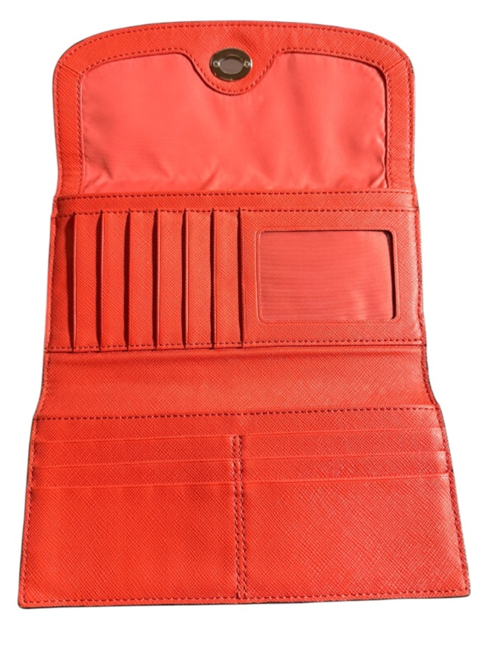 Coach Park Coral Pink Sienna Pebble Leather Trifold Turnlock Envelope Wallet - Picture 6 of 9